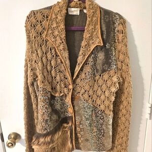Women's Brown Sweater with Fur Detail